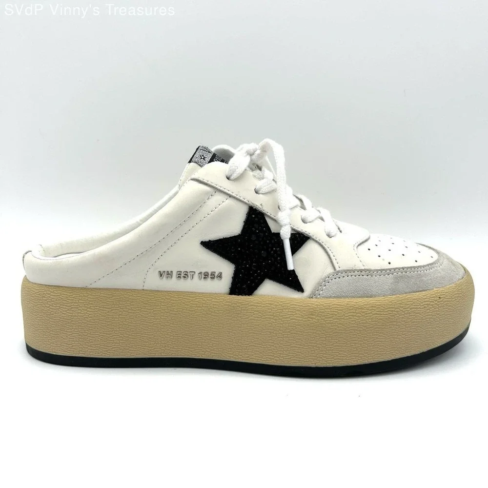 Y2K Vintage Havana Val White Multi Platform Sneakers Black Star Women's Size 7.5